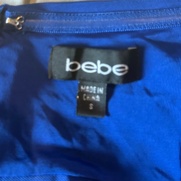 Bebe Y2K Royal Blue Ruched Bodycon Mini Dress Jeweled Halter Vegas Club Size S - Picture 5 of 5